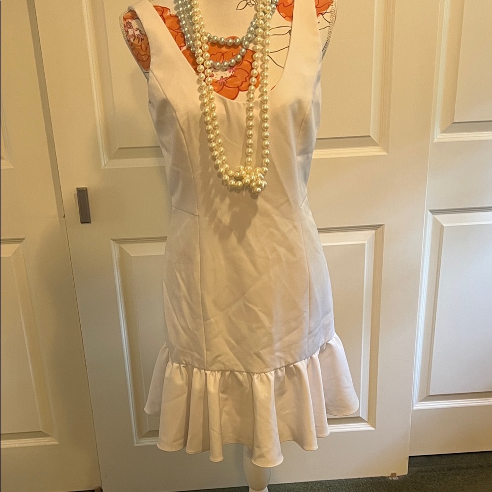 Milly White Ruffle Hem Mini Dress
